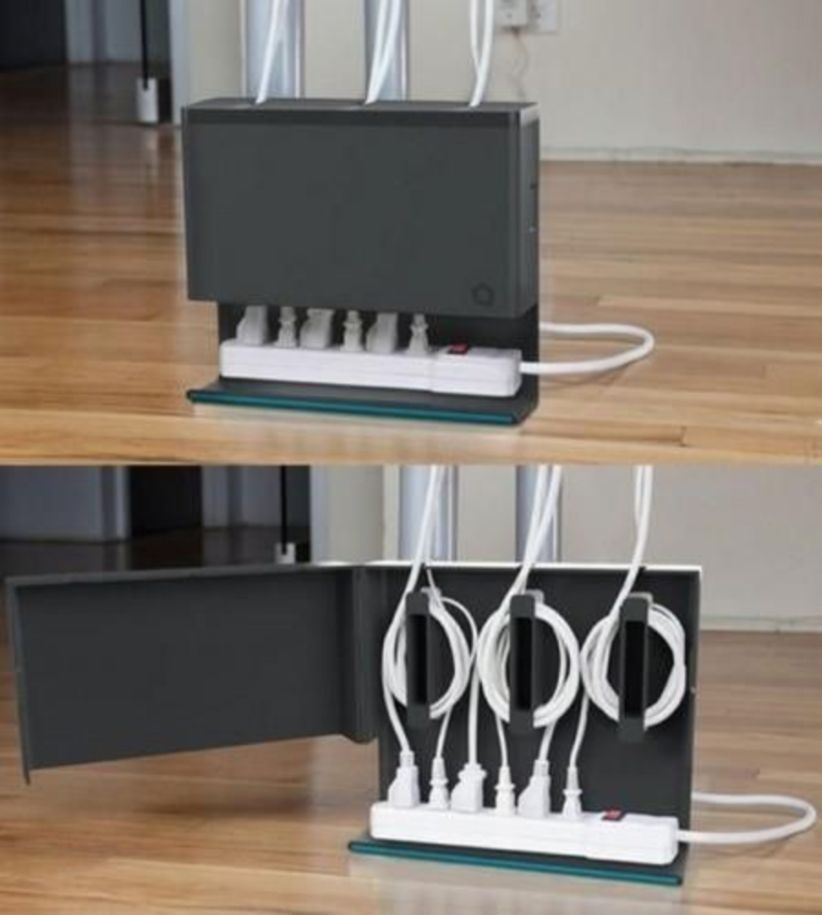 Cool idea to organize the cables in the home office.
