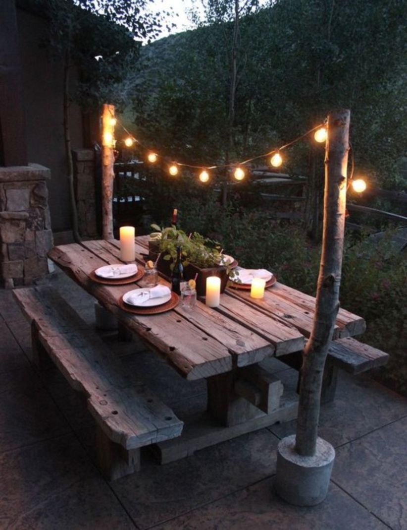 Diy outdoor dining room rustic decor ideas