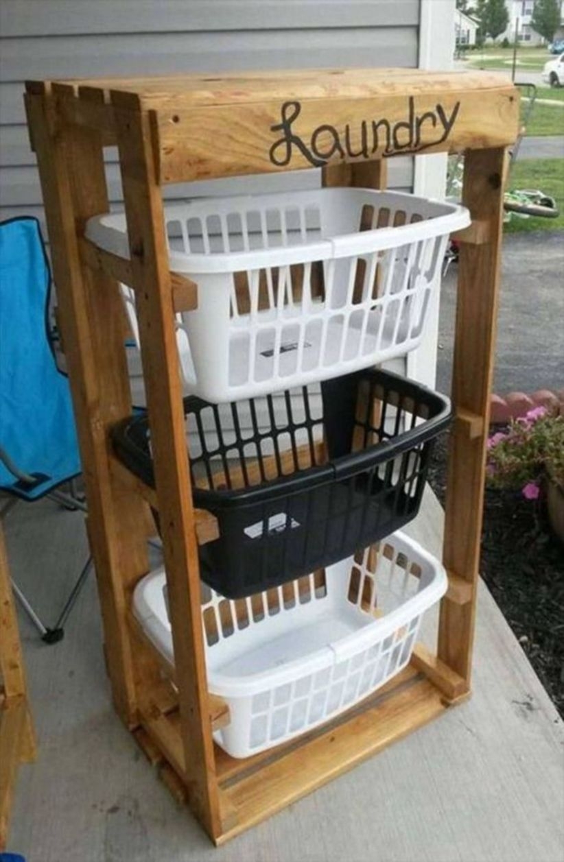 Diy wood pallet projects for laundry storage ideas