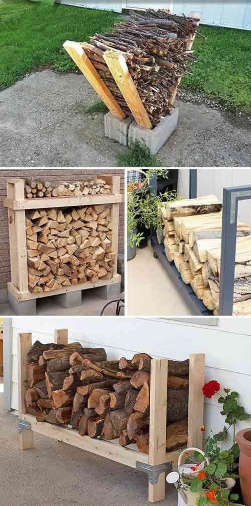 Easy diy outdoor firewood racks