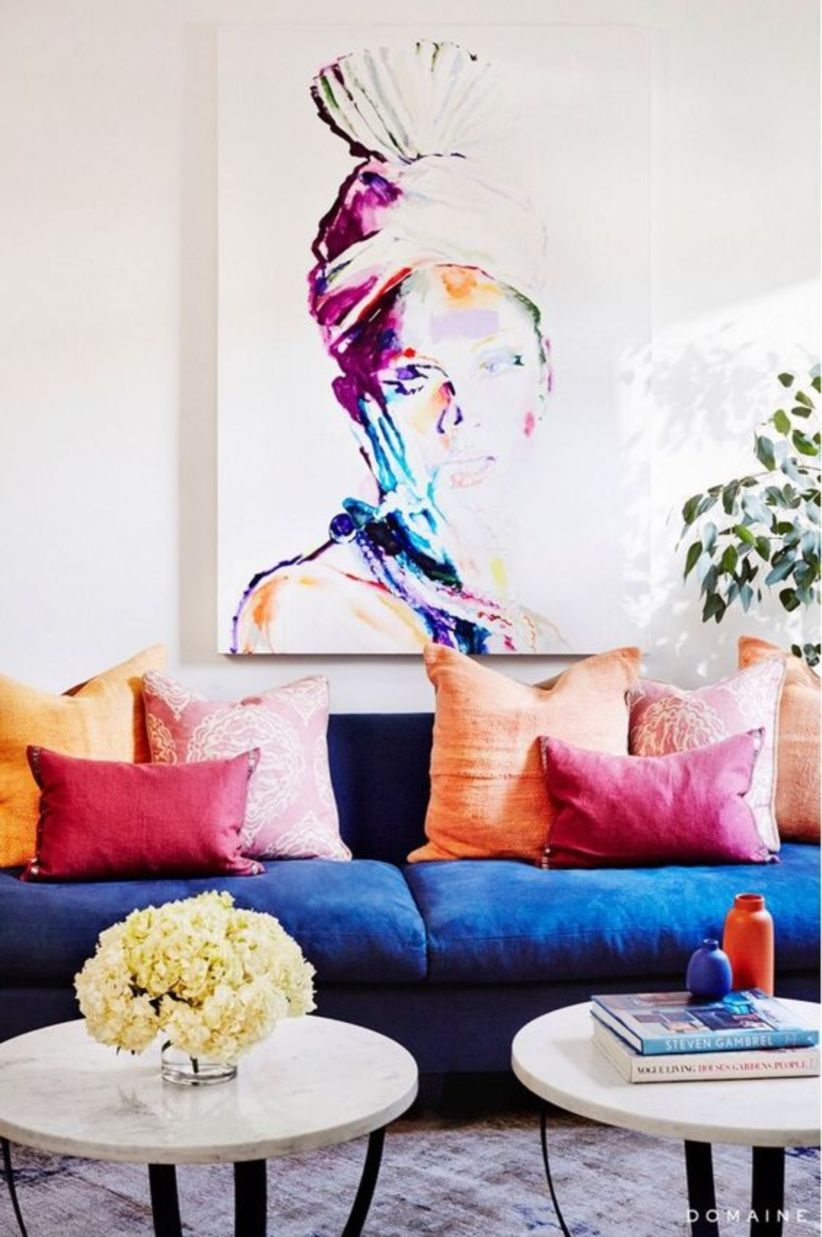 Lots of color, like the huge painting in wall living room