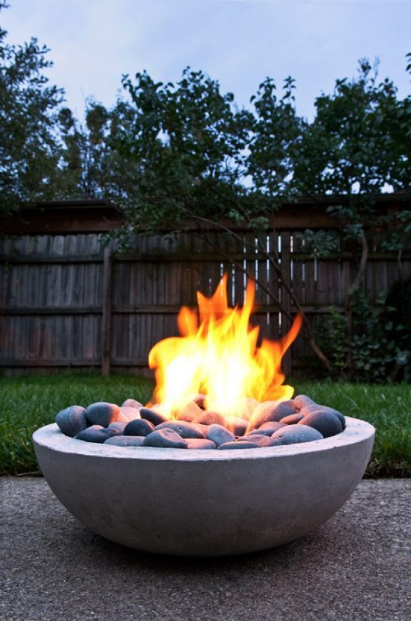 Modern concrete fire pit