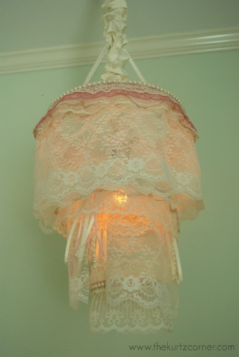 Diy romantic shabby chic lace chandelier