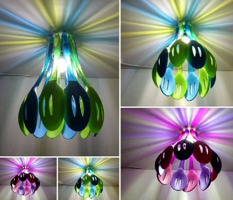 Kitchen utensils into beautiful chandelier