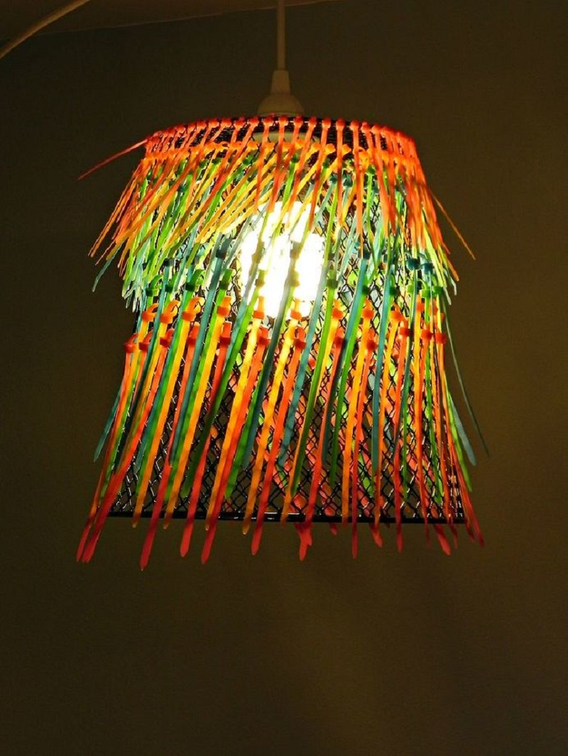 Ombre neon zip-tie pendant lamp