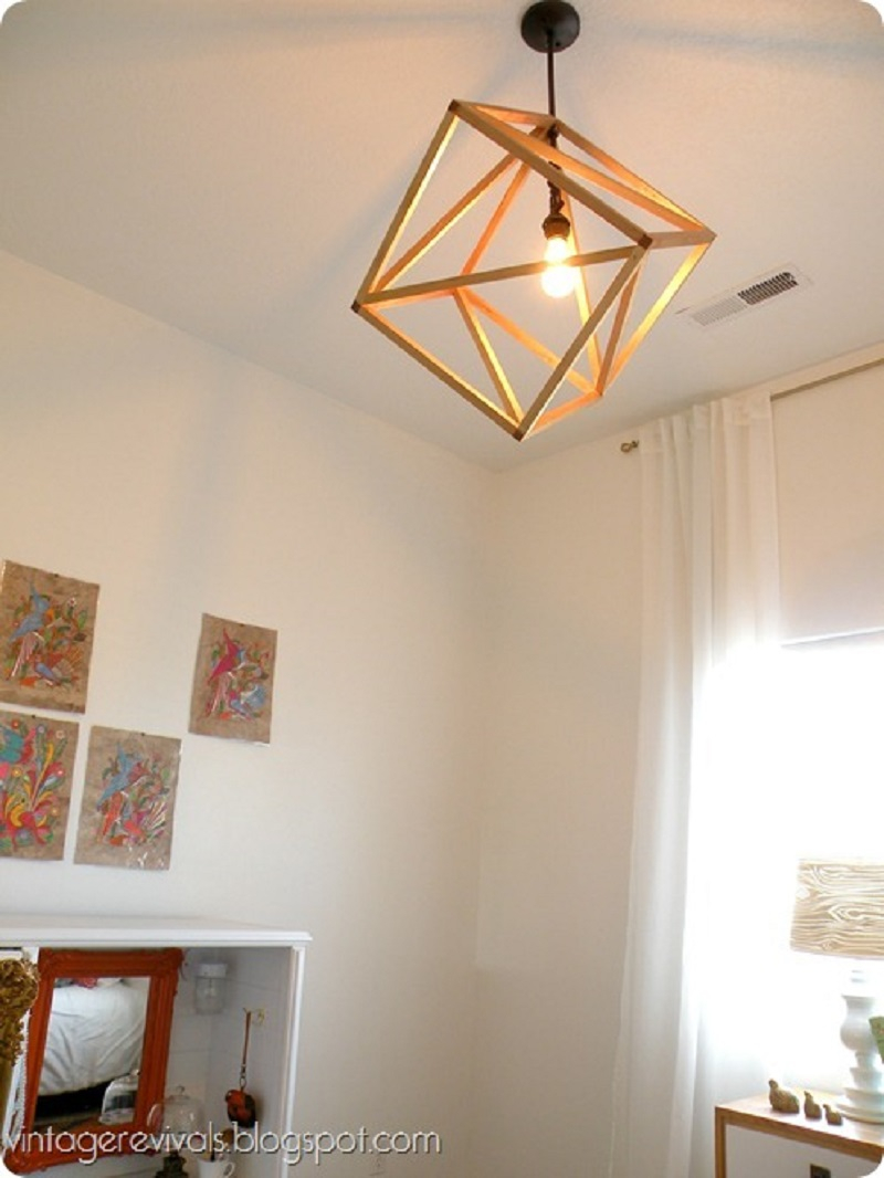 Openwork cube pendant light