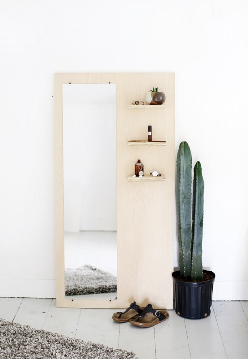 Entryway plywood mirror