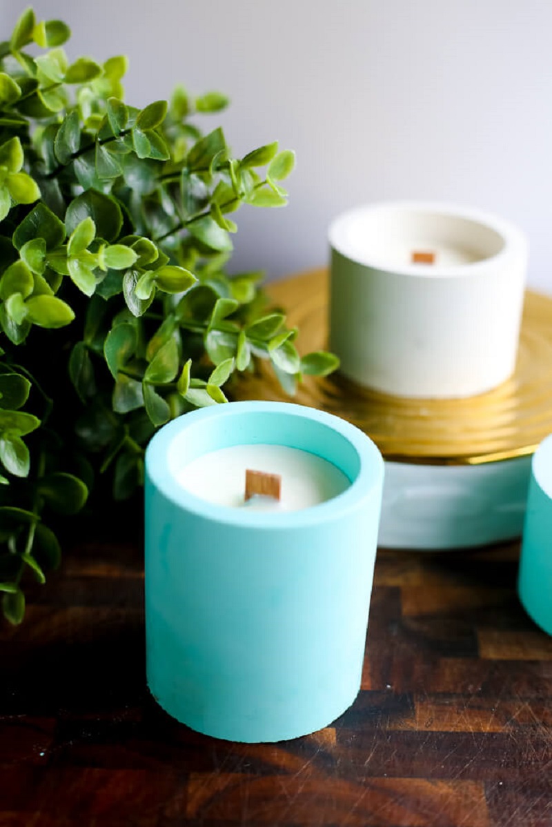 DIY colorful concrete candles