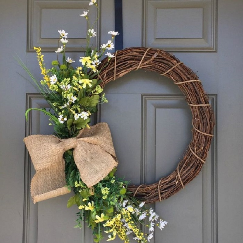 Wildflower and burlap wreath