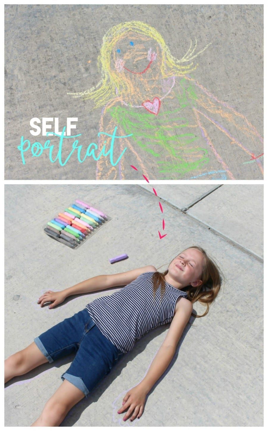 Self portrait DIY Chalk Art Ideas To Create The Coolest Sidewalk Where Every One Want