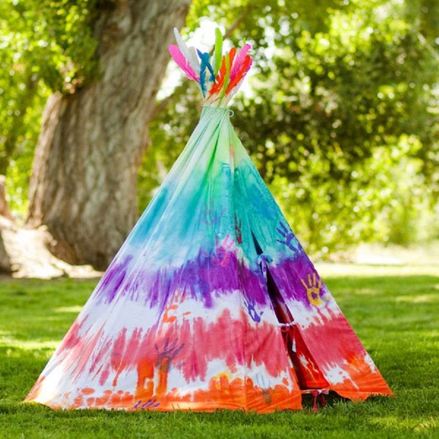 Tie-dye teepee DIY Wild Teepee Ideas That You And Your Kids Feel So Funny To Stay