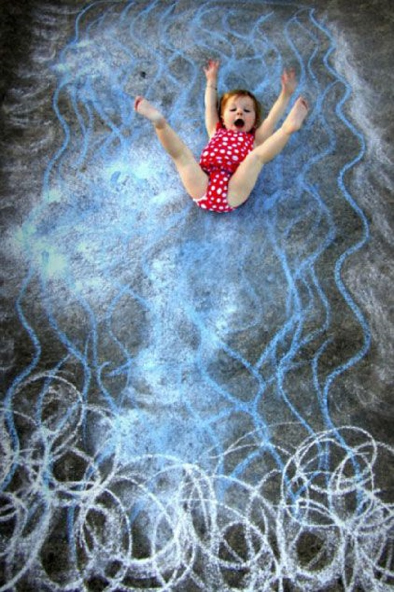 White-water rapids DIY Chalk Art Ideas To Create The Coolest Sidewalk Where Every One Want