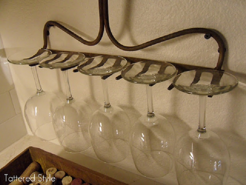 A wine glass rack