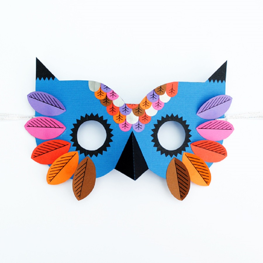 Colorful owl mask DIY Priceless Halloween Masks Ideas For Your Kids To Boost The Party Spirit