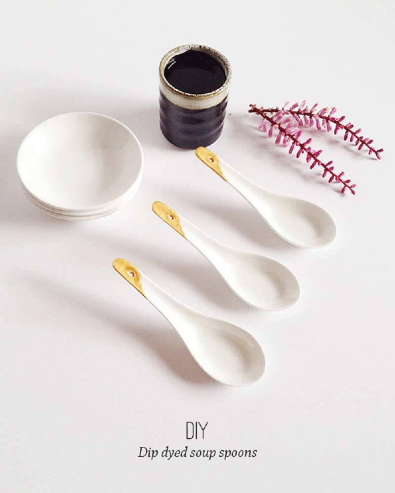 Diy dyed soup spoons