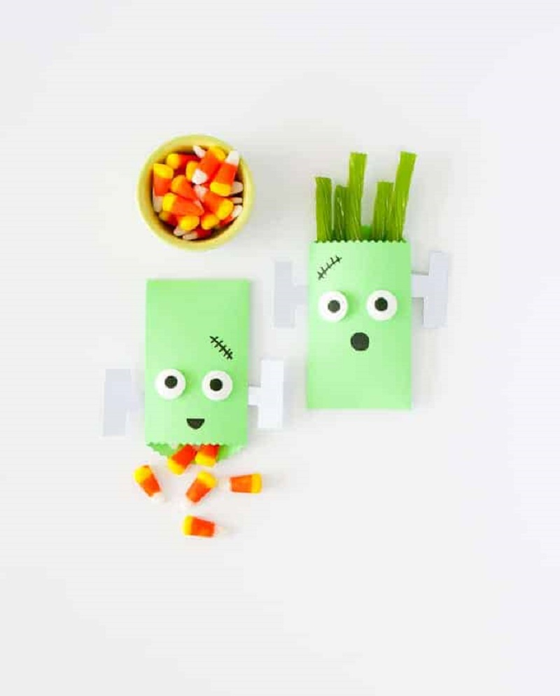 Frankenstein halloween treat bag Striking DIY Halloween Trick-Or-Treat Bags As Your Crafting With Kids Projects