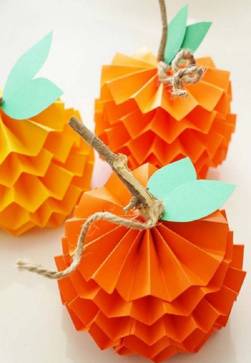 Paper pumpkins DIY Effortless Halloween Crafts For Kids To keep Them Busy This Month