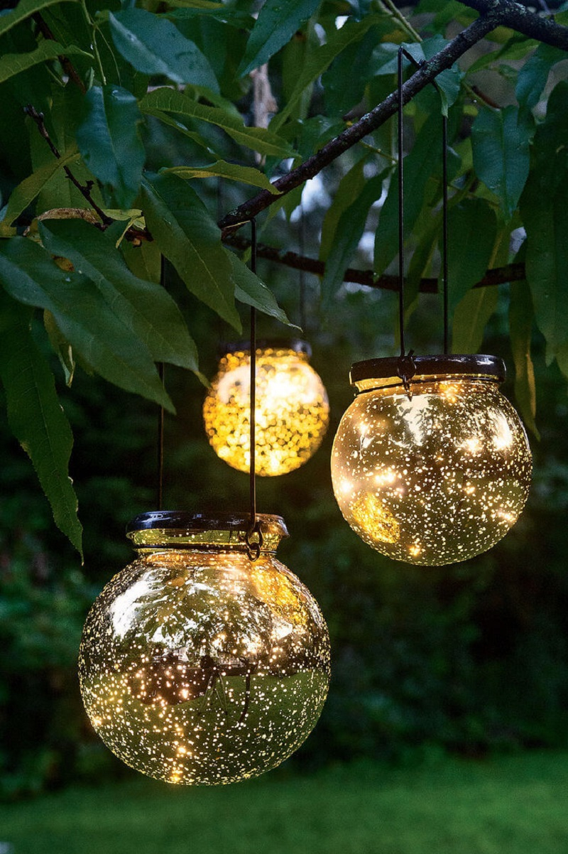 Solar fairy dust tree globes DIY Magical Hanging Decoration Ideas To Bring Your Outdoor Alive