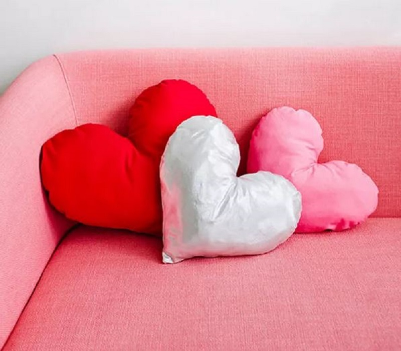 Throw pillow in heart shape