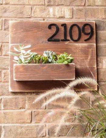 Diy address number wall planter