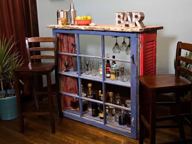 Diy bar from an upcycled window DIY Out Of The Box Ideas Repurposing Old Windows For Best Furniture