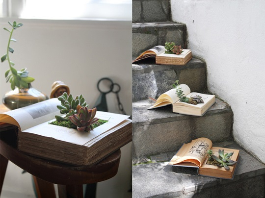 Diy book planters Pretty Fresh DIY Planters You Can Create From Scratch Or Recycled Materials