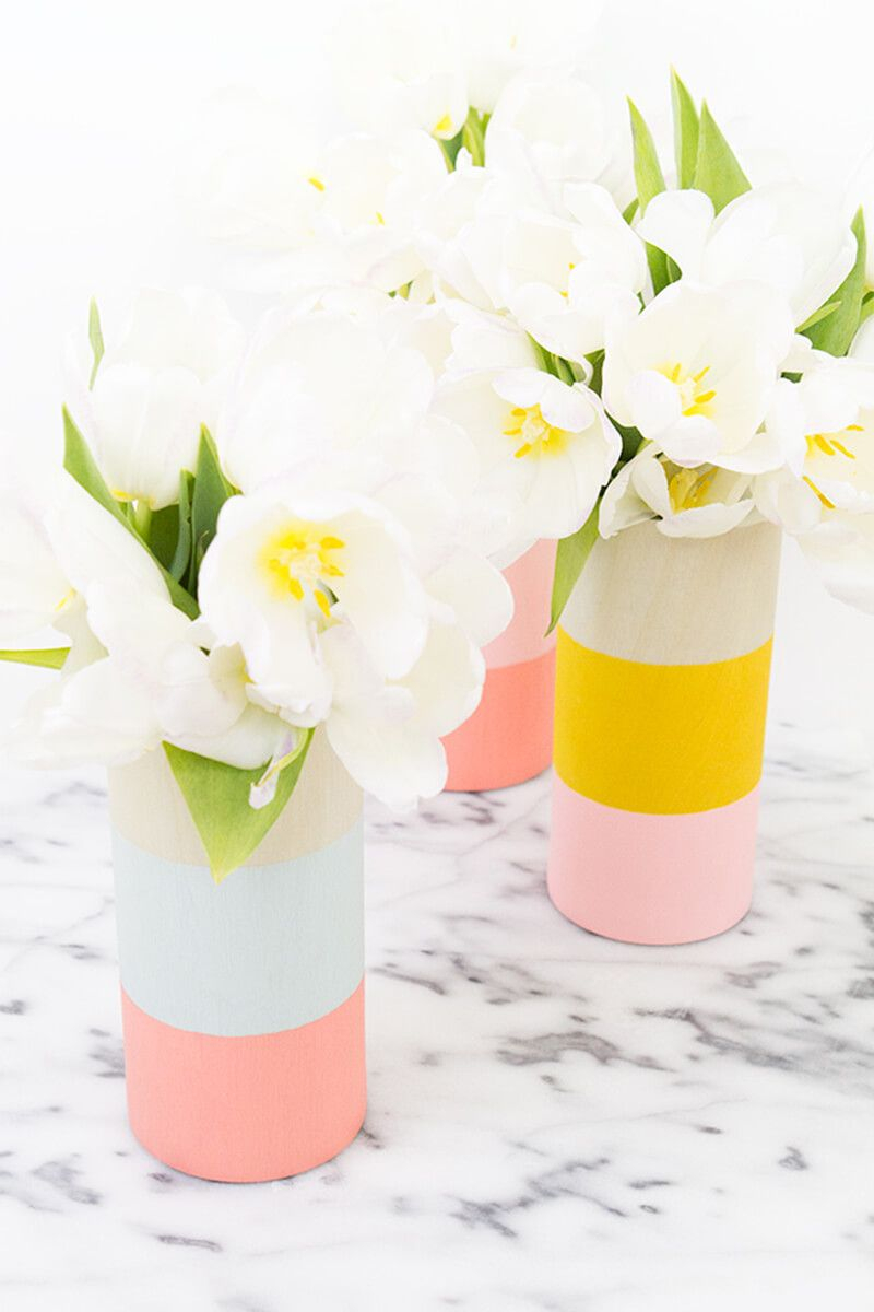 Diy color blocked wood vases Unforgettable DIY Gift Ideas You Can Create For Someone Close To You