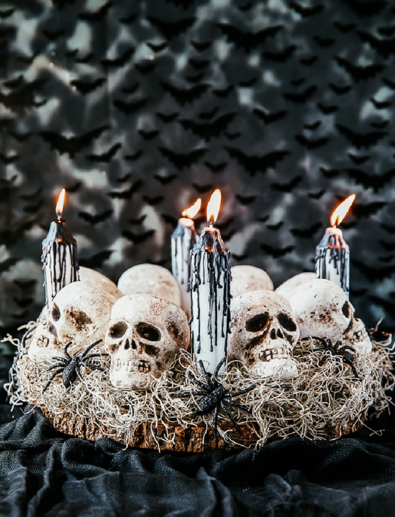 Diy halloween skull centerpiece