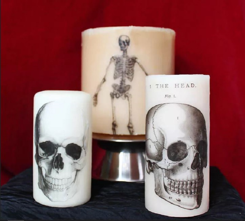 Diy skull halloween candle