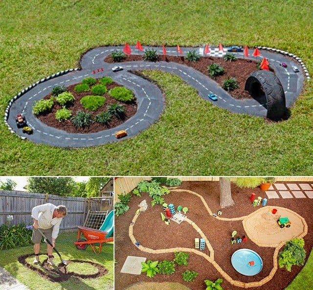 Garden race track ideas DIY Garden Ideas To Serve A Playhouse For Your Family Member