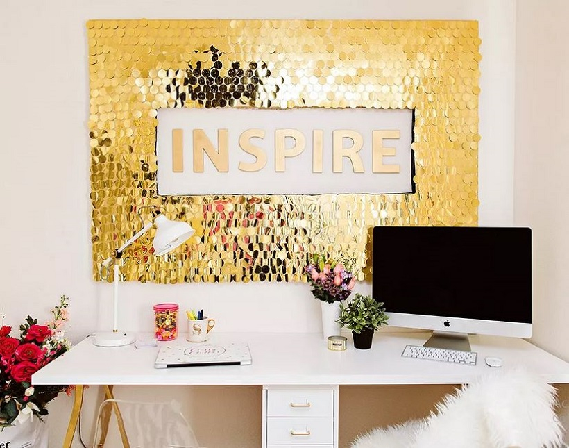 Golden sequins wall art