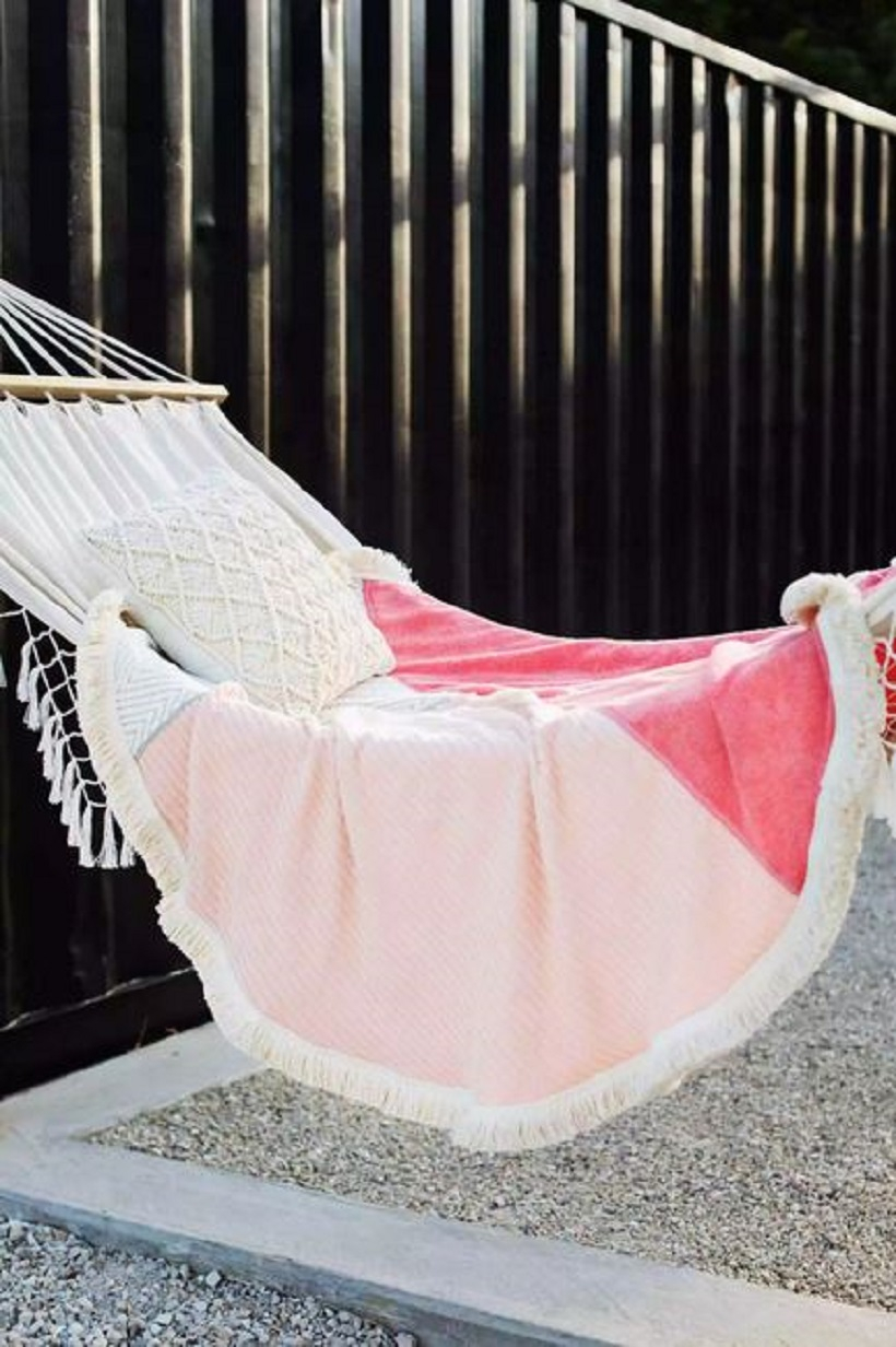 Round towel with outdoor hanging chair