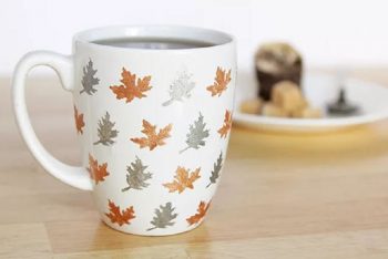 Stencil leaves mug