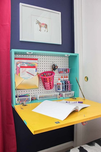 Wall mounted drop down desk DIY Easy Build Kids Table And Chair Ideas That Not Require Skill Level