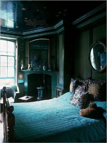 Bold yet moody bedroom