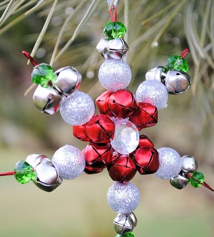 Bell snowflake DIY Jingle Bell Christmas Decorations And Crafts To Convey Your Christmas Spirit