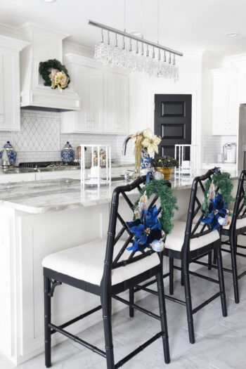 Blue christmas kitchen island decor