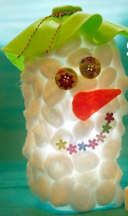 Cutton balls snowman luminary DIY Christmas Luminaries Ideas To Beautify Your Adorable Christmas Moments