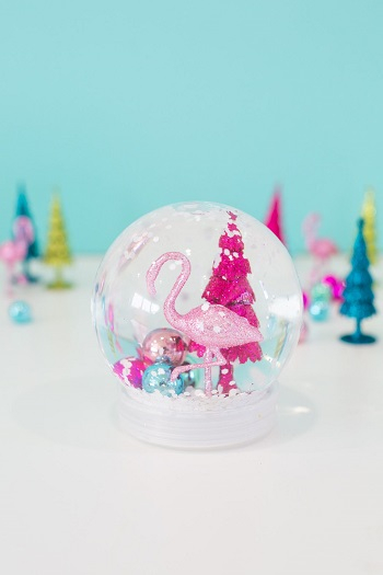 Flamingo snow globe Joyful DIY Snow Globes That Will Make You Excited To Welcome This Christmas