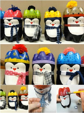 Plastic bottle penguins DIY Ideas From Recycled Materials To Create Amazing Christmas Decoration