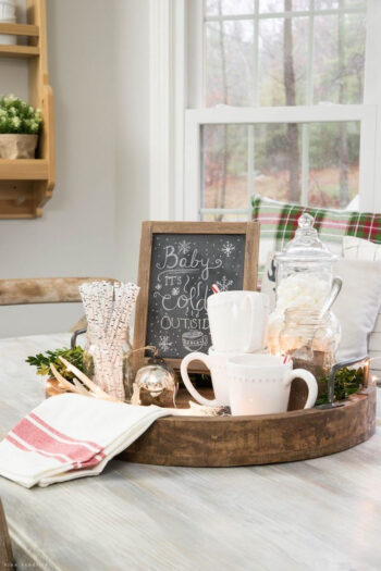 Rustic hot cocoa tray