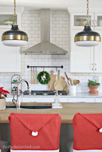 Santa clause chair backs in the kitchen