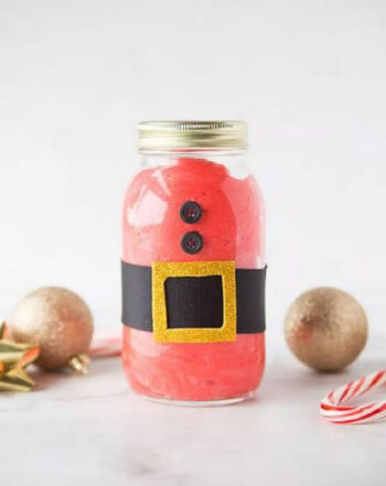 Santa slime with mason jar