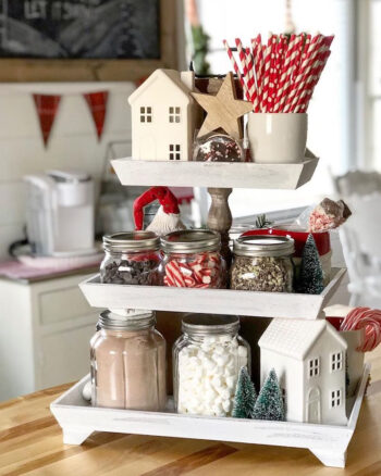 Simple farmhouse hot cocoa tiered stand