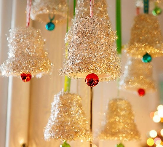 Tinsel bells DIY Jingle Bell Christmas Decorations And Crafts To Convey Your Christmas Spirit