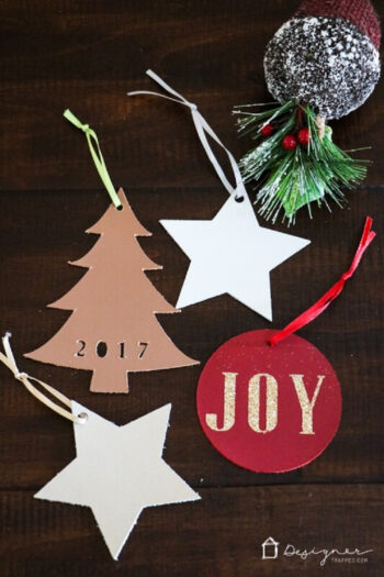 Bright and contrasting leather christmas ornaments