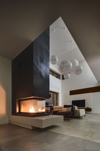 Fireplace in black and white