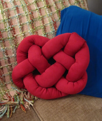Bright red knot pillow