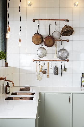 Copper pipe pot rack DIY Pot Racks To Create As Your Kitchen Highlight Exhibition