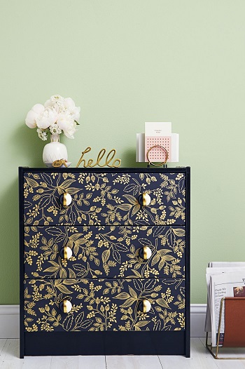 Patterned dresser Beginner-Appropriate DIY Project To Refresh Your Home Decoration